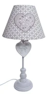 Lampy stojące - Lampa drewniana biało-szara z haftowanym sercem - miniaturka - grafika 1