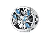 Charmsy - Pandora Valerio.pl Rodowany srebrny charms drzewo życia błękitne cyrkonie srebro 925 BEAD113 BEAD113 - miniaturka - grafika 1