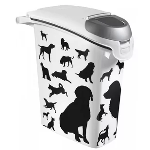 Curver Pet Life Pojemnik na karmę - białoczarny z psami 10kg 9365 - Pozostałe akcesoria dla psów - miniaturka - grafika 1