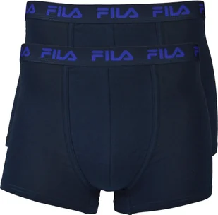 Bokserki męskie FILA 2-pack - logo w pasie, miejskie, bawełna stretch, jednokolorowe, granatowe S - Majtki męskie - miniaturka - grafika 1