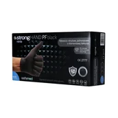 Rękawiczki jednorazowe - SAFEMED STRONG HAND PF Mocne rękawice jednorazowe nitrylowe o diamentowej fakturze Black M 50 szt. - miniaturka - grafika 1