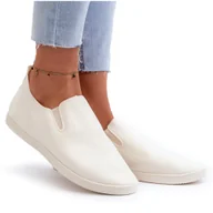 Trampki damskie - Damskie Tenisówki Trampki Slip-On Beżowe Lovinia 39 - miniaturka - grafika 1