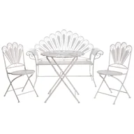 Meble ogrodowe - Zestaw mebli balkonowych z ławką PAVIA Metal Złamana biel - miniaturka - grafika 1