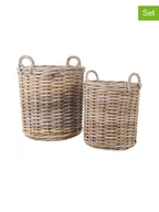 Pudła i pojemniki do przechowywania - House Nordic 2-częściowy zestaw koszy w kolorze jasnobrązowym - miniaturka - grafika 1