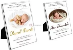 Silver Bambino - obrazek w srebrnej ramie zdjęcie i personalizacja PREZENT Pamiątka BURSZTYN & KASZTAN - Pamiątka Chrztu Świętego - miniaturka - grafika 1