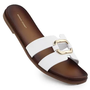 Klapki damskie z ozdoba białe Sergio Leone SK077H - Klapki i japonki damskie - miniaturka - grafika 1