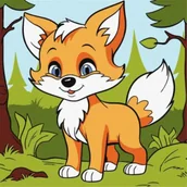 Malowanie po numerach - Ideyka Malowanie po numerach - Puszysty lis Kids 25x25cm - miniaturka - grafika 1