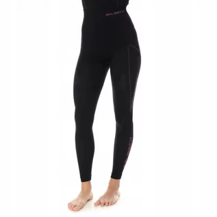 Spodnie sportowe damskie - Brubeck Spodnie termoaktywne damskie Thermo XL czarny/różowy LE11870A T czarny XL - grafika 1