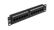 Panele krosownicze - Patch panel RACK 10 cali 1U kat.6 12p UTP czarny NEKU - miniaturka - grafika 1