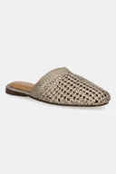 Klapki i japonki damskie - Tommy Hilfiger klapki CROCHET METALLIC LEATHER MULE damskie kolor złoty FW0FW08606 - miniaturka - grafika 1