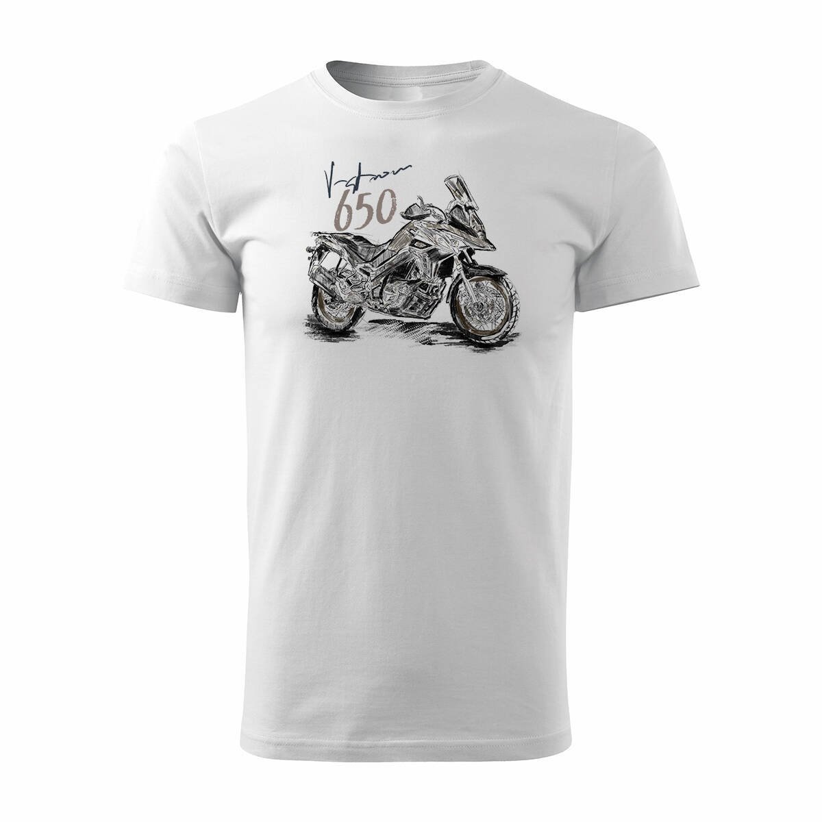 Koszulka Z Motocyklem Na Motor Suzuki V-Strom Vstrom Dl 650 Xt Męska Biała Regular-M