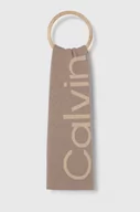 Apaszki i szaliki damskie - Calvin Klein szalik z domieszką wełny kolor beżowy wzorzysty - miniaturka - grafika 1