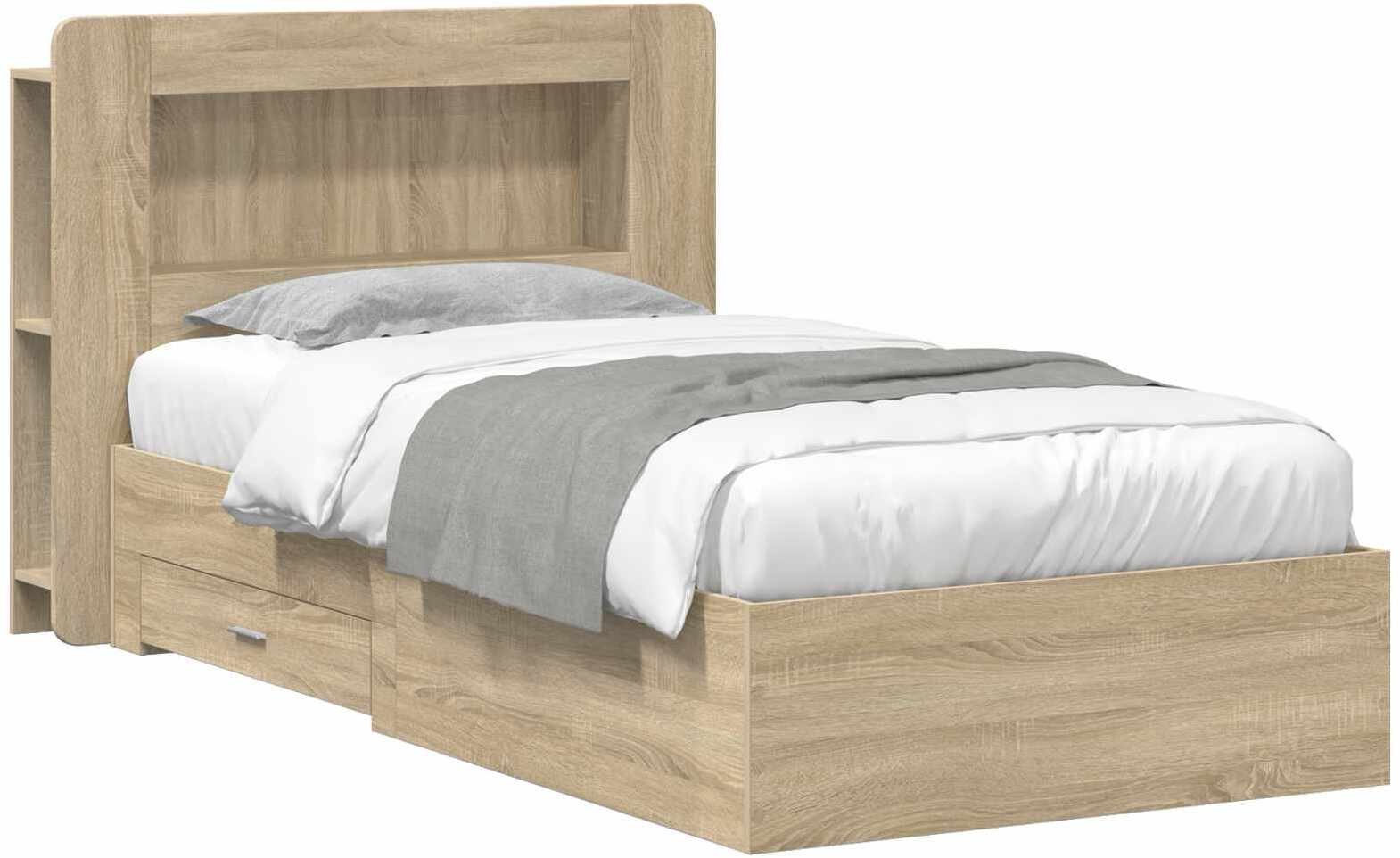 vidaXL vidaXL Rama łóżka z przechowywaniem z szufladą dąb Sonoma 75 x 190 cm