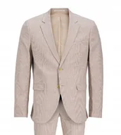Marynarki męskie - JACK & JONES SUPER SLIM GARNITUR MĘSKI BEŻOWY W KRATKĘ 54 JSL - miniaturka - grafika 1