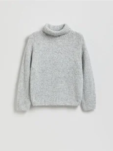 Reserved - Gładki sweter z golfem - jasnoszary - Swetry dla dziewczynek - miniaturka - grafika 1