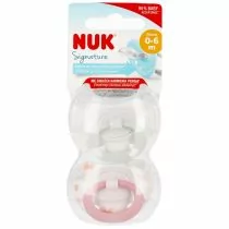 Nuk Smoczek uspokajający silikonowy 0-6m Signature Motylki/Serduszka 10730638 2 szt. - Smoczki uspokajające - miniaturka - grafika 1