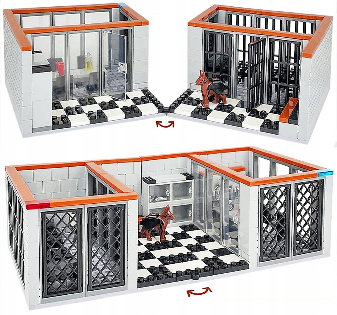 KOMISARIAT Z PSEM 6484 klocki więzienie wojsko płytka figurki broń policja