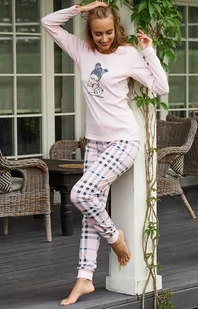 Piżama damska z długim rękawem i długimi nogawkami Bora, Kolor różowy-wzór, Rozmiar XL, Italian Fashion - Intymna - Piżamy damskie - miniaturka - grafika 1