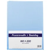 Prześcieradła - Prześcieradło bawełniane bez gumki 160x200 cm noris niebieskie - miniaturka - grafika 1