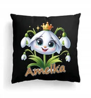 Poduszki dekoracyjne - CZARNA Poduszka Z IMIENIEM Na Wielkanoc BIAŁY KWIAT KWIATY KWIATKI ROŚLINY - miniaturka - grafika 1