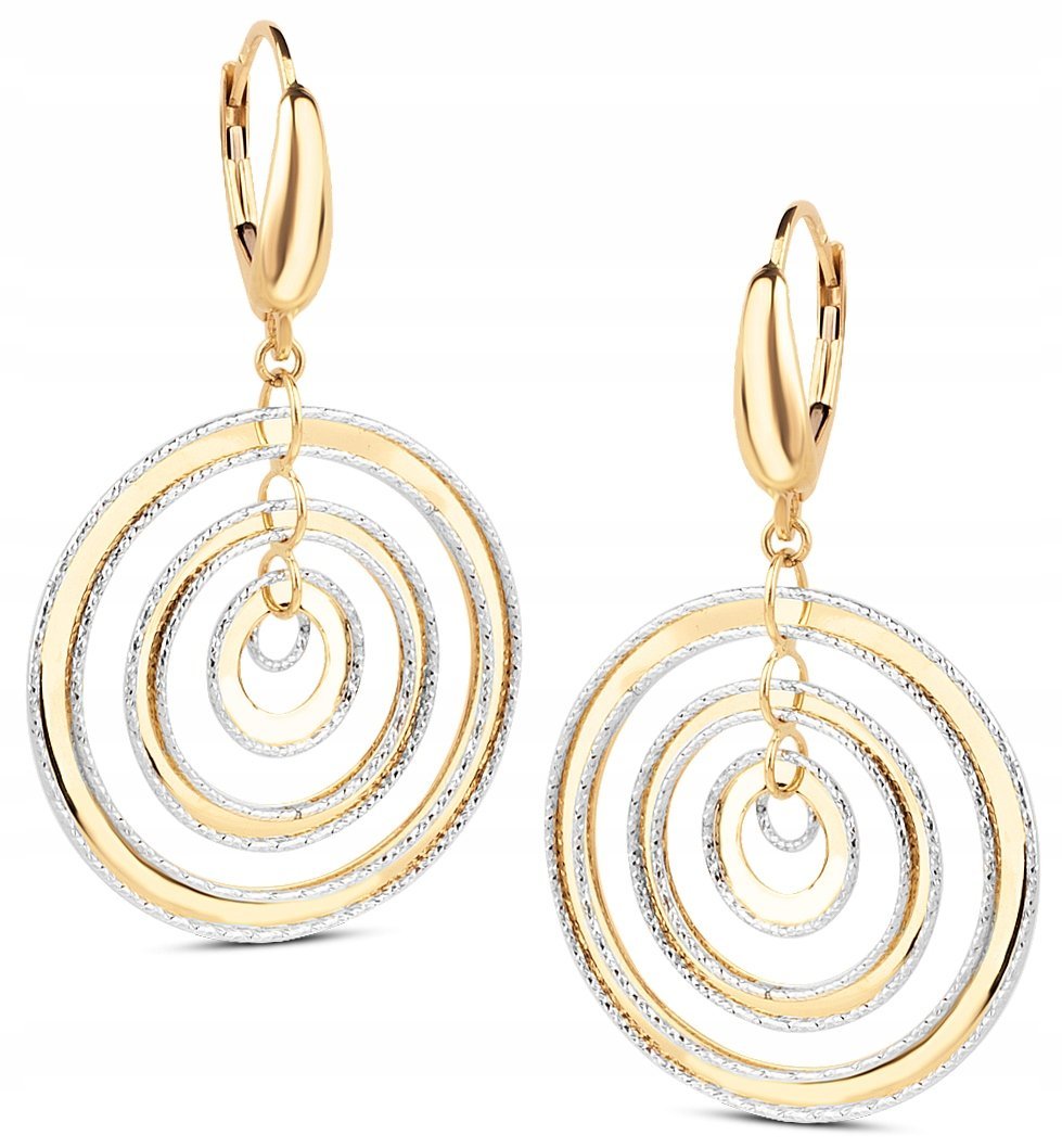 ZŁOTE KOLCZYKI DIAMENTOWANE KÓŁKA PIANETI 585