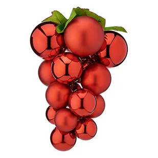 Bombki choinkowe winogrona małe czerwone plastikowe 15 x 15 x 20 cm - Bombki - miniaturka - grafika 1