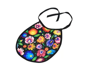 ŚLINIAK DZIECIĘCY FOLK - WZORY ŁOWICKIE - CZARNY - Śliniaki i fartuszki - miniaturka - grafika 1