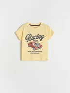 Bluzki dla niemowląt - Reserved - Bawełniany t-shirt z nadrukiem - jasnożółty - miniaturka - grafika 1