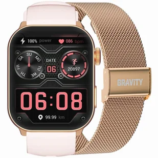 Gravity GT28-6 Pasek + Bransoleta Różowe złoto Różowy - Smartwatch - miniaturka - grafika 1