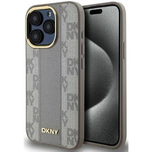 Etui DKNY Leather Checkered Mono Pattern MagSafe do Apple iPhone 15 Pro Max Beżowy | Bezpłatny transport - Etui i futerały do telefonów - miniaturka - grafika 1