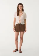 Spódnice - Stradivarius Spódnicospodenki mini z rozcięciami Brązowy 32 - miniaturka - grafika 1
