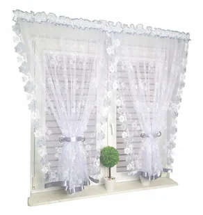 FIRANA GOTOWA 400x150 FIRANKA BIAŁA SZARA KOKONY - Firany - miniaturka - grafika 1