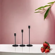 Świeczniki - Świeczniki metalowe czarne 8,5x17x26 cm komplet 3 sztuk Articasa - miniaturka - grafika 1
