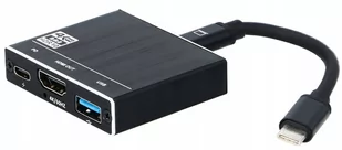 Adapter 3w1 Usb-c Hdmi 2.0+USB 3.0+USB C 4K/60Hz - Adaptery i przejściówki - miniaturka - grafika 1