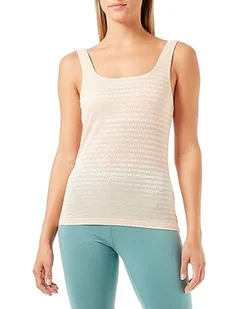 Emporio Armani Damska koszulka z siateczką z logo na ramiączkach, nude, XL - Koszulki i topy damskie - miniaturka - grafika 1