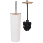 Akcesoria do wc - Orion Szczotka łazienkowa WC do toalety z pojemnikiem BIAŁA bambusowa 540656 - miniaturka - grafika 1