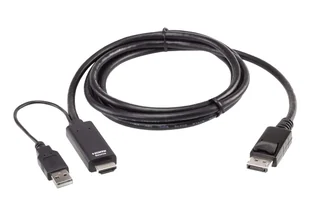 ATEN 2L-7D02HDP adapter kablowy 1,8 m HDMI + USB DisplayPort Czarny - Adaptery i przejściówki - miniaturka - grafika 1