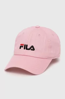 Czapki damskie - Fila czapka z daszkiem bawełniana kolor różowy z aplikacją - grafika 1