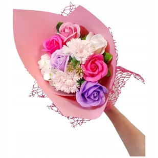 Bukiet róże kwiaty mydlane pachnące 37 cm 9szt PREZENT na DZIEŃ KOBIET - Sztuczne kwiaty - miniaturka - grafika 1