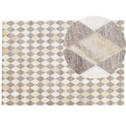 Dywany - Beliani Dywan skórzany 160 x 230 cm beżowo-brązowy SESLICE - miniaturka - grafika 1