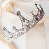 Ozdoby do włosów - Efektowna błyszcząca korona tiara DIADEM cyrkonie na ślub studniówkę 18 - miniaturka - grafika 1