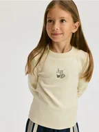 Bluzki dla dziewczynek - Reserved - Koszulka z nadrukiem - beżowy - miniaturka - grafika 1