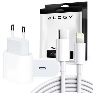 Alogy Ładowarka sieciowa Alogy szybka USB-C PD 20W + Kabel Lightning 1m Biały 10970X0 - Ładowarki do telefonów - miniaturka - grafika 1