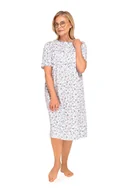 Bielizna nocna - KOSZULA NOCNA DAMSKA 3XL KRÓTKI RĘKAW BAWEŁNIANA LUŹNA ROZPINANA NIEBIESKA - miniaturka - grafika 1