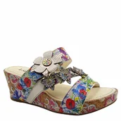 Klapki i japonki damskie - Laura Vita FACDIAO 06 BLANC klapki damskie skórzane na koturnie - miniaturka - grafika 1