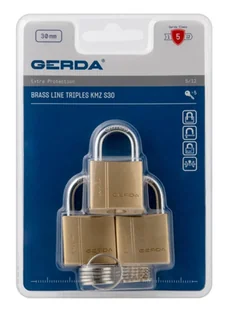ZESTAW 3-TRIPLES KŁÓDEK MOSIĘŻNYCH BRASS LINE KMZ S30, BLIS - Kłódki - miniaturka - grafika 1