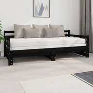 Łóżka - Lumarko Łóżko rozsuwane, czarne, lite drewno sosnowe, 2x(90x200) cm - miniaturka - grafika 1