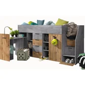 Łóżka dla dzieci i młodzieży - Abiks Łóżko piętrowe Antresola KONKRET 3 P czarny - miniaturka - grafika 1