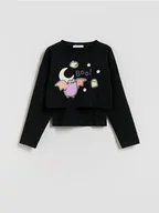 Bluzki dla dziewczynek - Reserved - Dwuwarstwowa koszulka Pusheen - czarny - miniaturka - grafika 1
