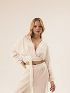 Bluzki damskie - Bluzka letnia typu kimono Seaside Esotiq kremowy L - miniaturka - grafika 1
